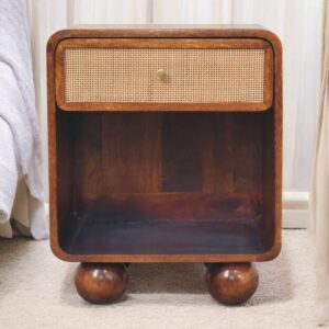 Chestnut Open Woven Bedside Table