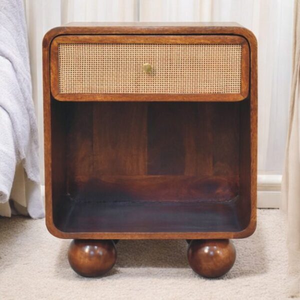Chestnut Open Woven Bedside Table