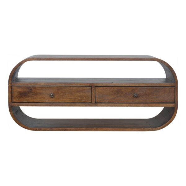 Chestnut Curved Edge Media Unit with 2 Drawers - Image 3