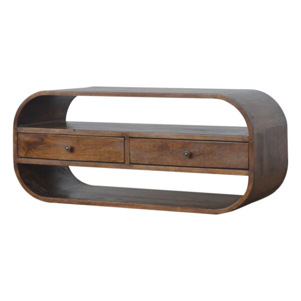 Chestnut Curved Edge Media Unit with 2 Drawers - Image 4