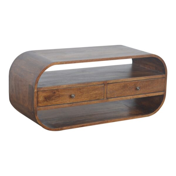 Chestnut Curved Edge Media Unit with 2 Drawers - Image 8