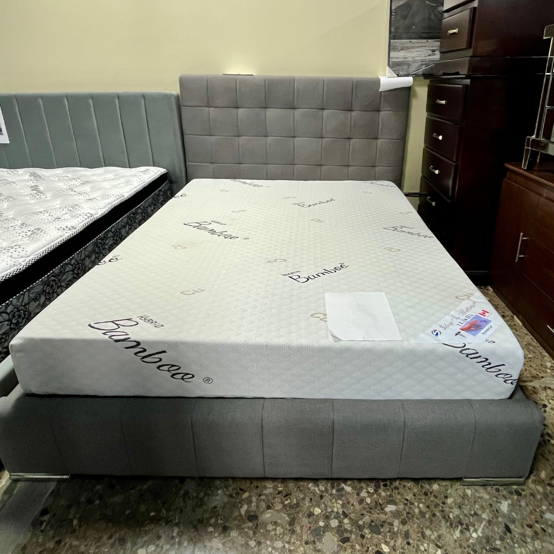 Square-Tufted Upholstered Platform Bed Frame - Queen Size - Image 2