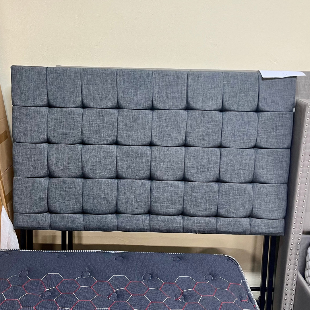 Modern Grey Upholstered Headboard with Grid Tufting - Double Size - Image 2