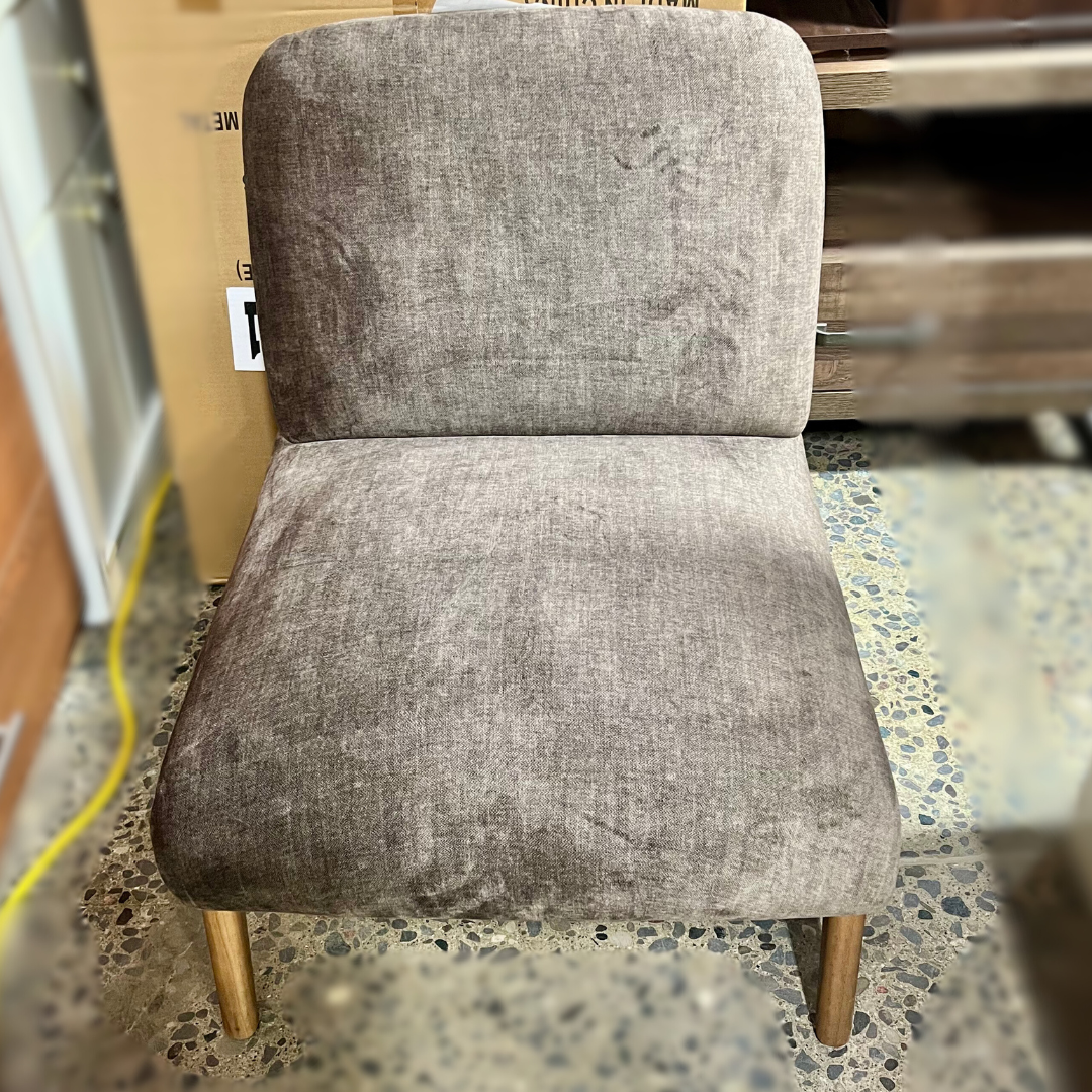 Mid-Century Modern Slipper Chair with Grey Textured Upholstery - Image 2