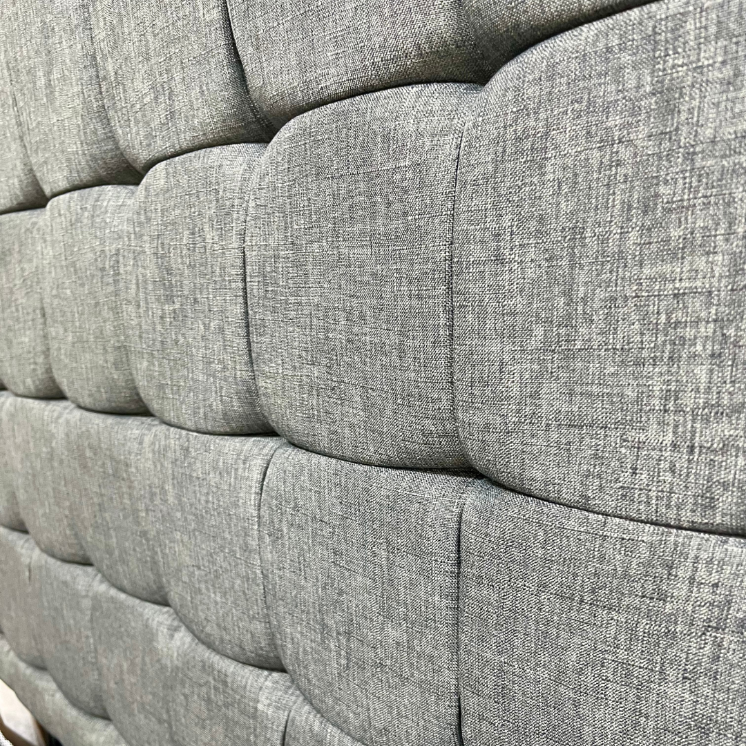 Modern Grey Upholstered Headboard with Grid Tufting - Double Size - Image 4