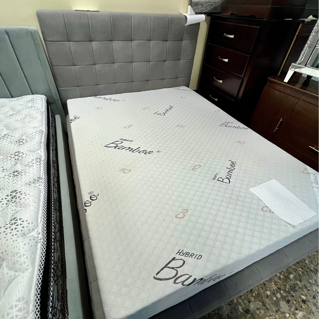 Square-Tufted Upholstered Platform Bed Frame - Queen Size - Image 5