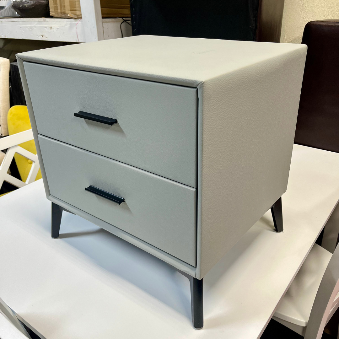 Contemporary Grey Upholstered Nightstand - Image 5