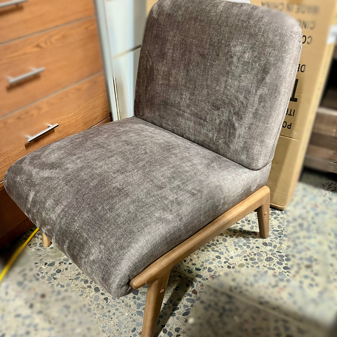 Mid-Century Modern Slipper Chair with Grey Textured Upholstery - Image 6