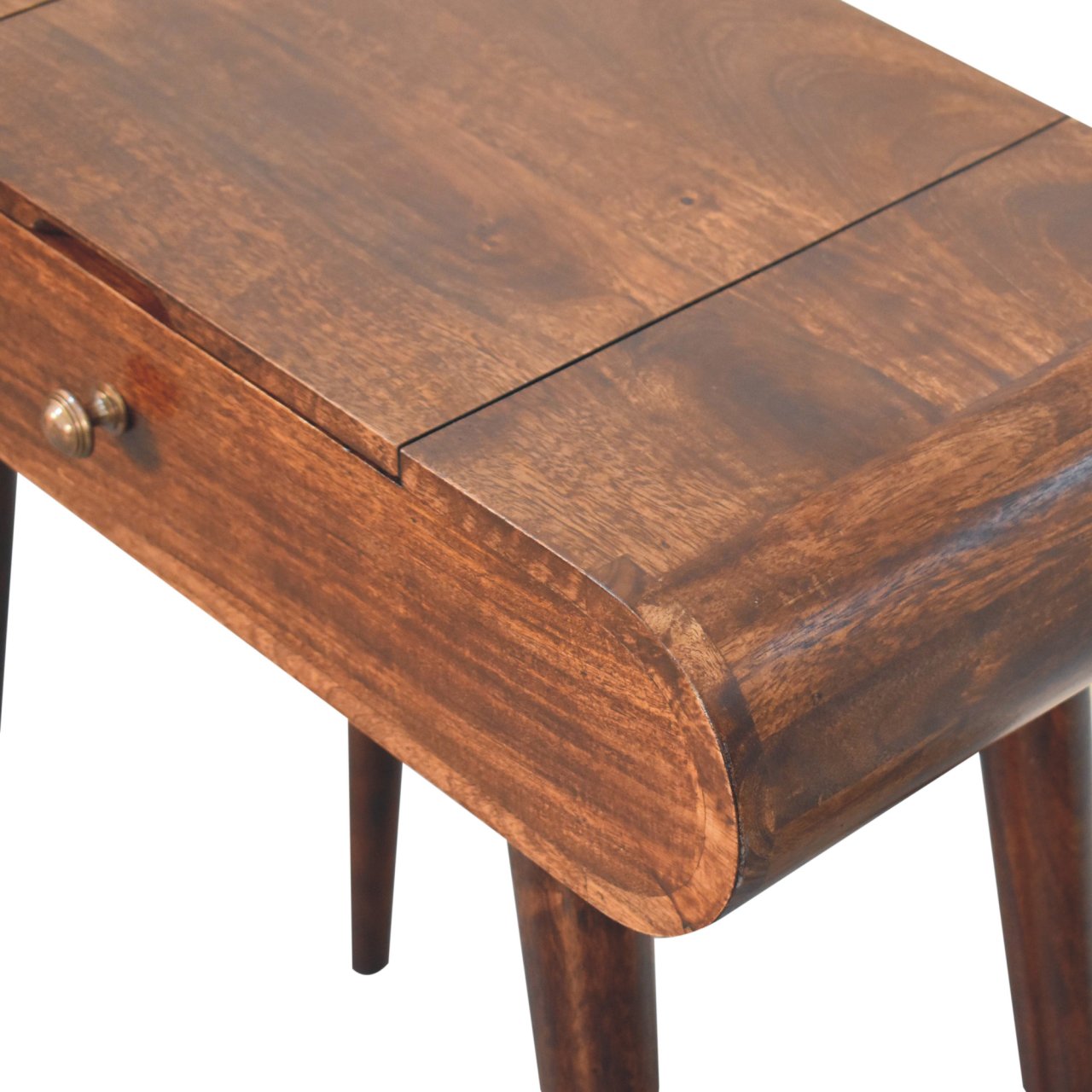 Mini California Walnut Dressing Table with Foldable Mirror - Image 6