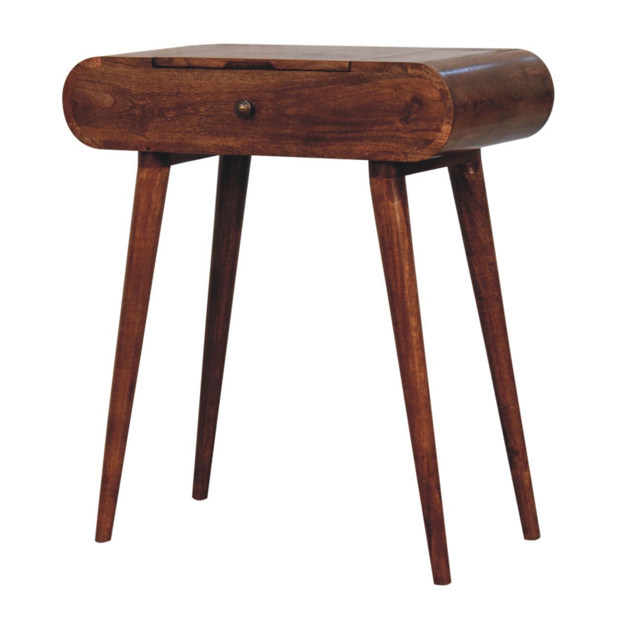 Mini Honey Caramel Dressing Table with Foldable Mirror - Image 3