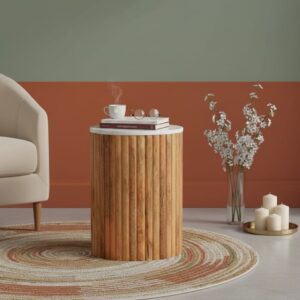 Fluted Marble Side Table