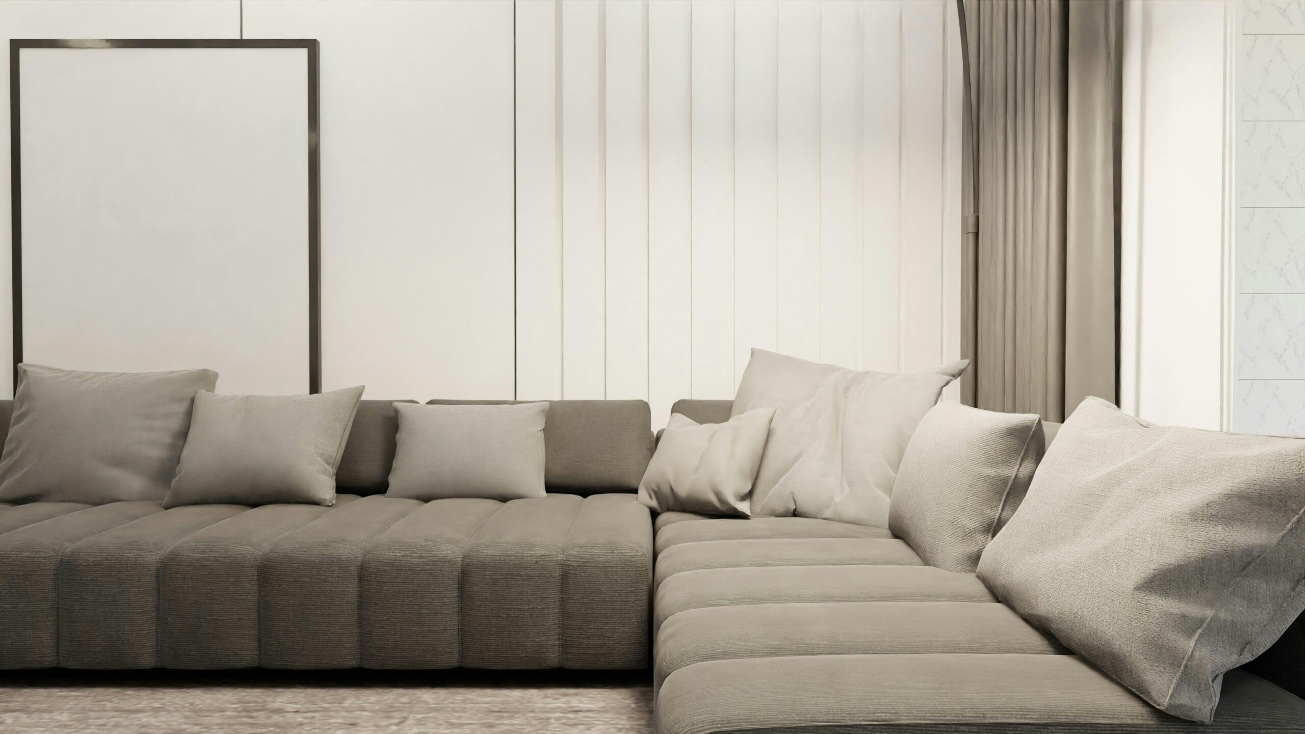 Sectional vs sofa for small living room showing two Canadian condo layouts side by side with a regular sofa and an L shaped sectional