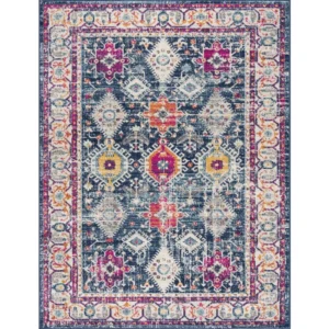 Splash Navy Boho Tribal Medallion Area Rug