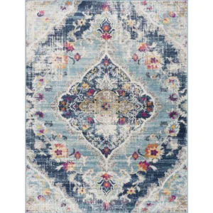 Splash Blue Boho Medallion Area Rug