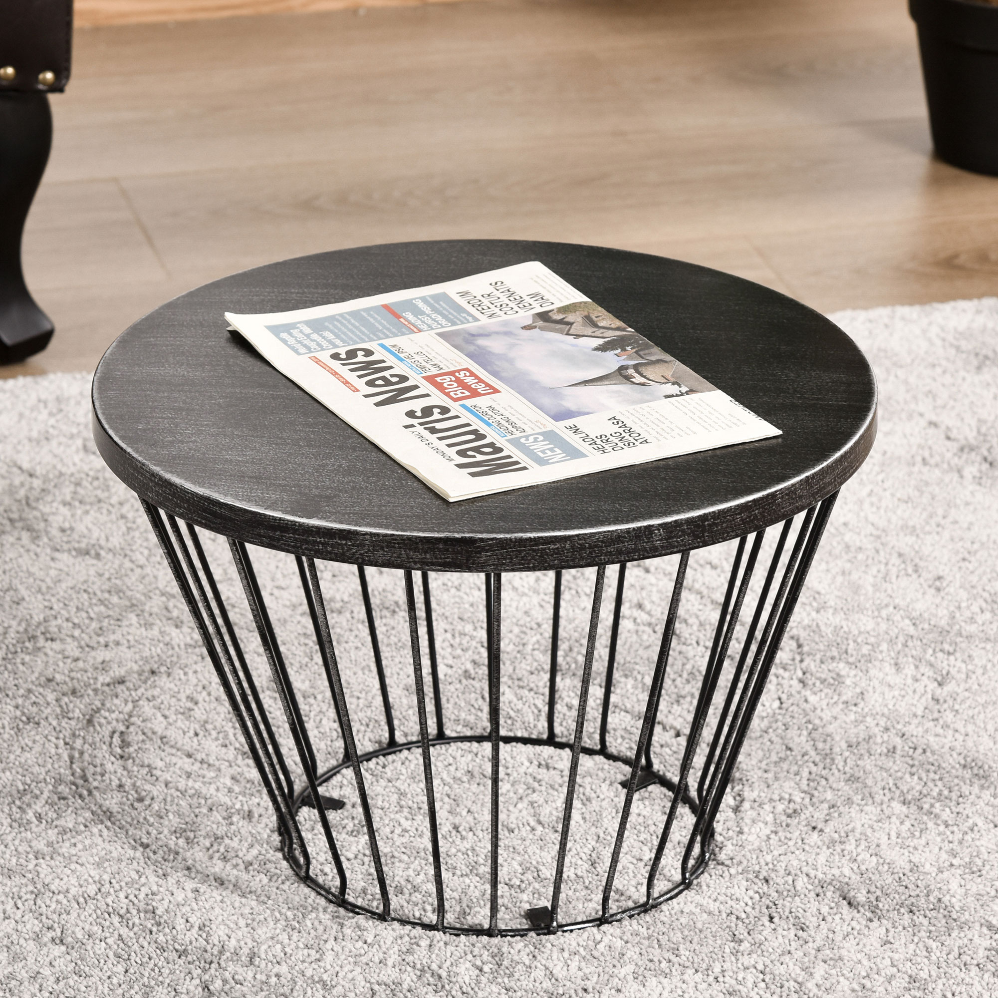 16" Steel Patio Side Table, Garden End Table with Hourglass Design, Accent Table for Outdoor and Indoor Use, Black - Image 5