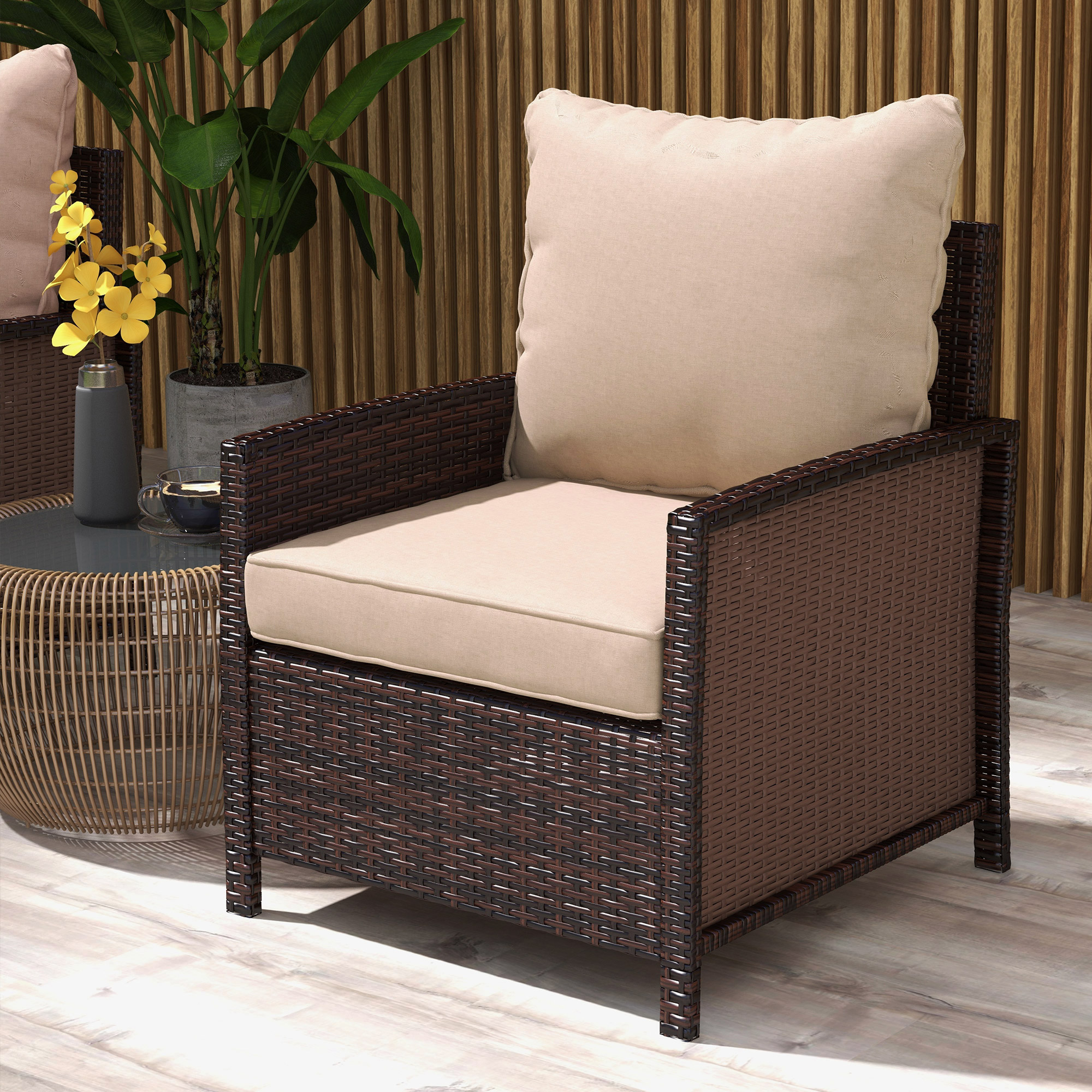 4-Piece Seat Cushion Pillows Replacement, Patio Chair Cushions Set with Back for Indoor Outdoor, Beige - Image 5