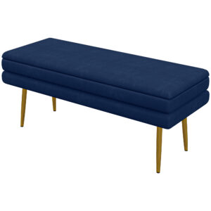 39" Storage Ottoman, Velvet End of Bed Bench with Steel Legs, Foot Stool with Storage for Bedroom, Living Room