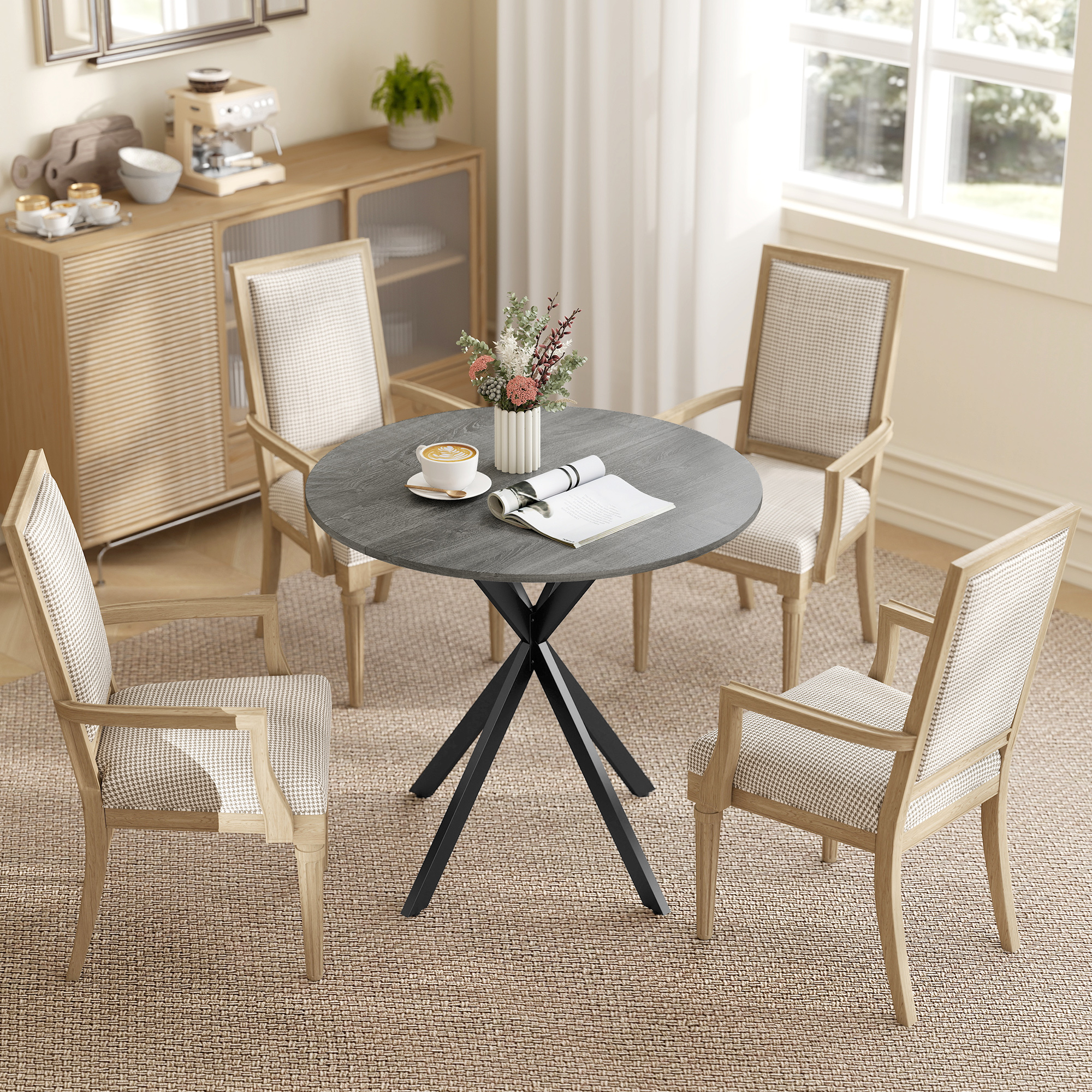 31.5" Industrial Round Dining Table - Distressed Grey - Image 5