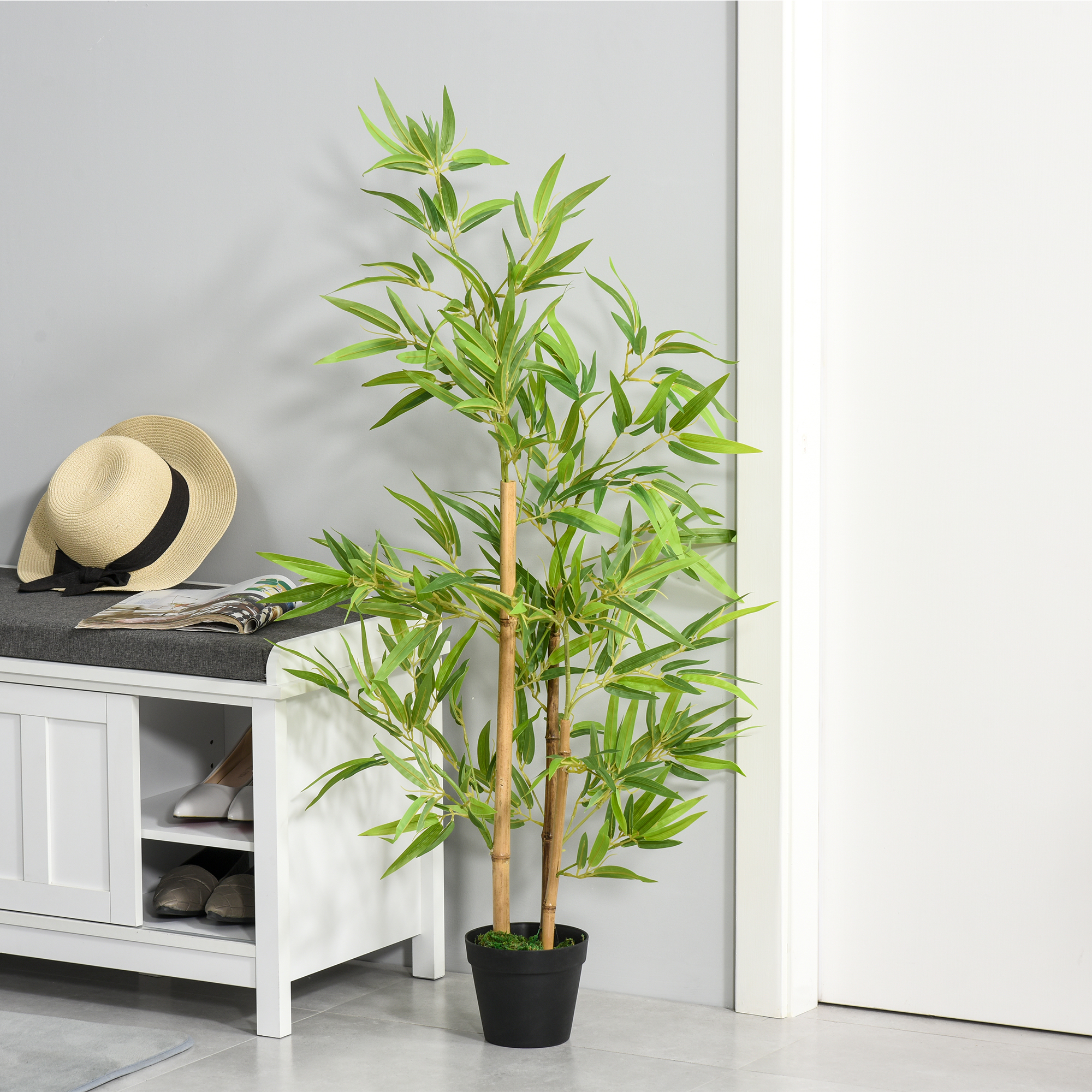 Artificial Bamboo Tree, 4ft Fake Tree with Realistic Leaf and Natural Trunk, Decorative Plant in Nursery - Image 6