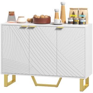 Sideboard Buffet Cabinet with Adjustable Shelves, Living Room Cabinet, TV Cabinet for 50 Inch TV, White