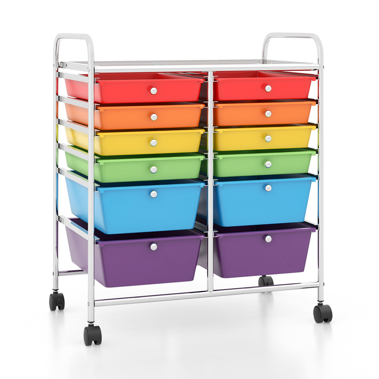 12 Drawers Rolling Cart Storage Scrapbook Paper Organizer Bins-Multicolor - Image 2