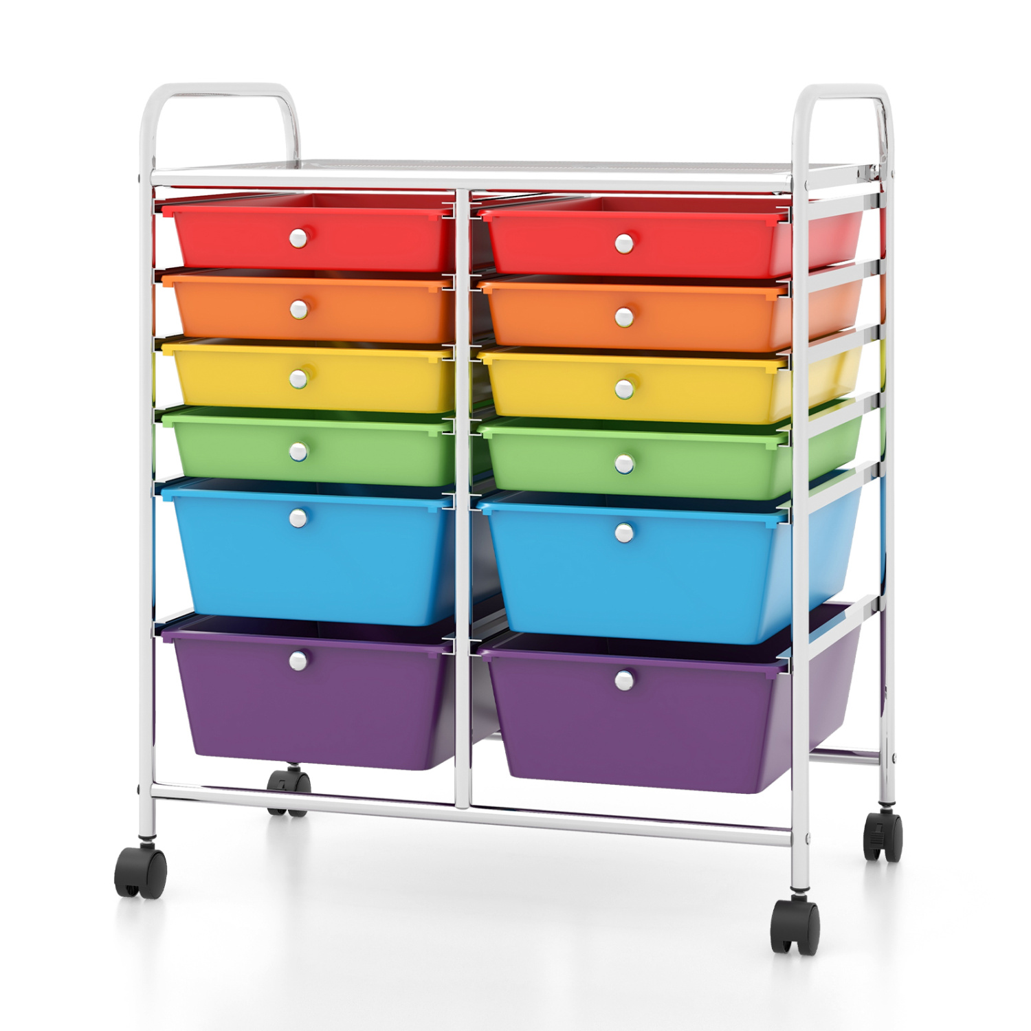 12 Drawers Rolling Cart Storage Scrapbook Paper Organizer Bins-Multicolor - Image 3