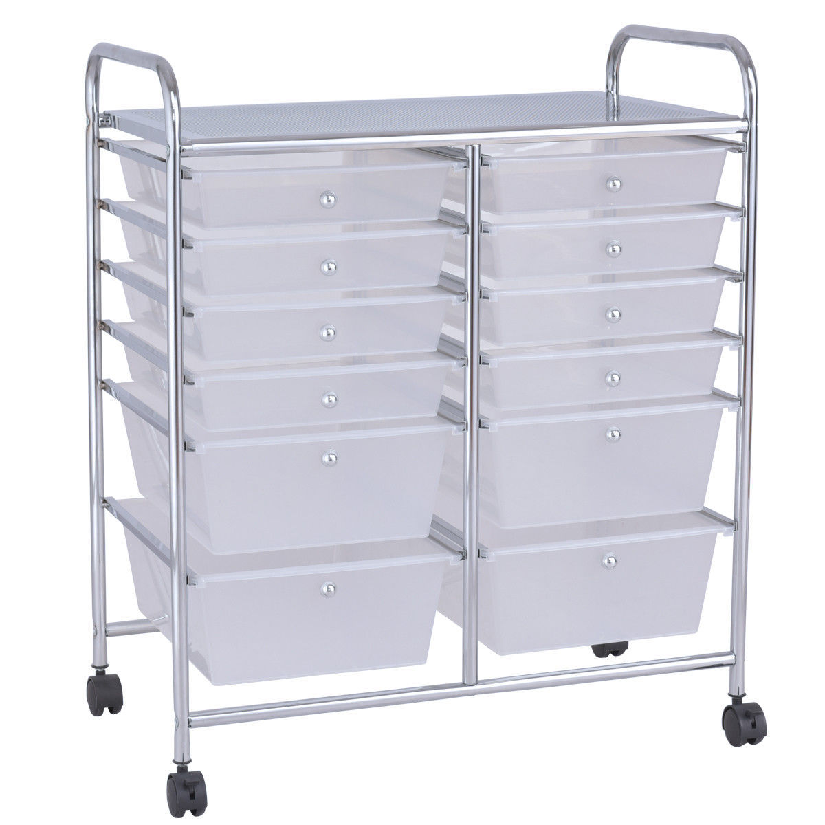 12 Storage Drawer Organizer Bins Rolling Cart - Image 2