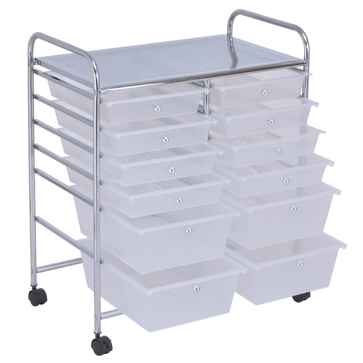 12 Storage Drawer Organizer Bins Rolling Cart - Image 3