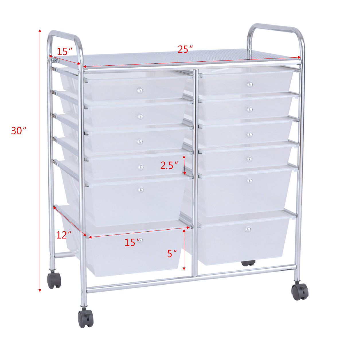 12 Storage Drawer Organizer Bins Rolling Cart - Image 4