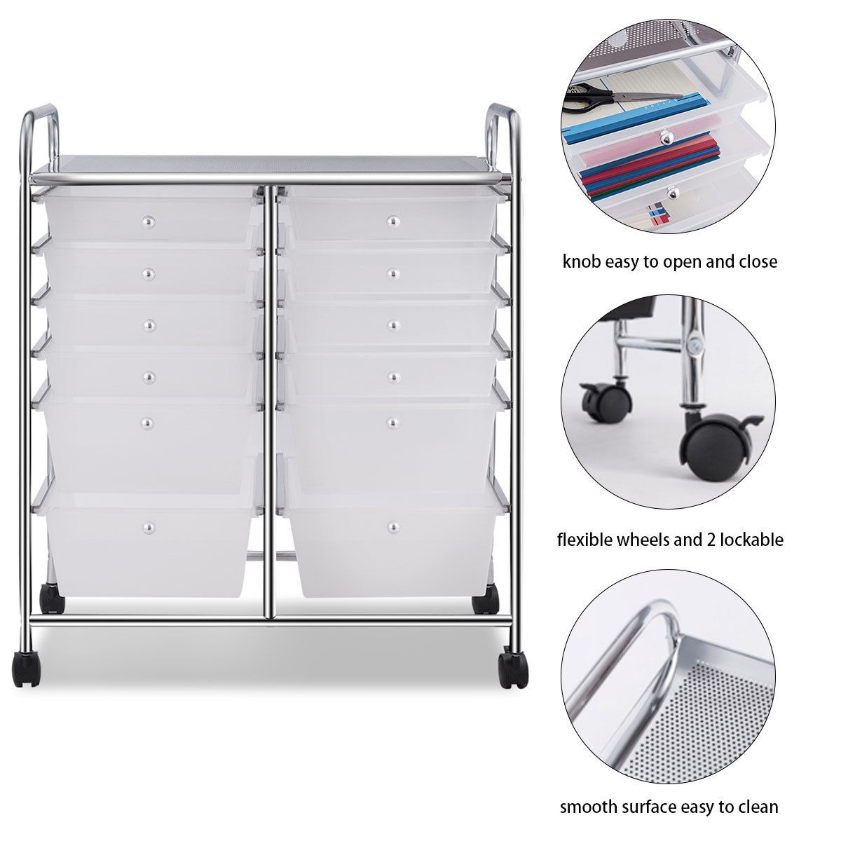 12 Storage Drawer Organizer Bins Rolling Cart - Image 5