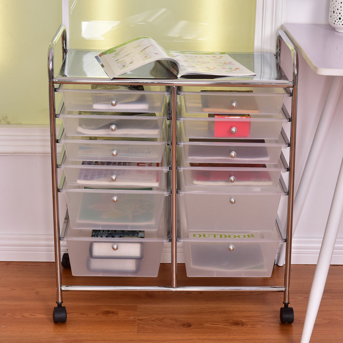 12 Storage Drawer Organizer Bins Rolling Cart - Image 6