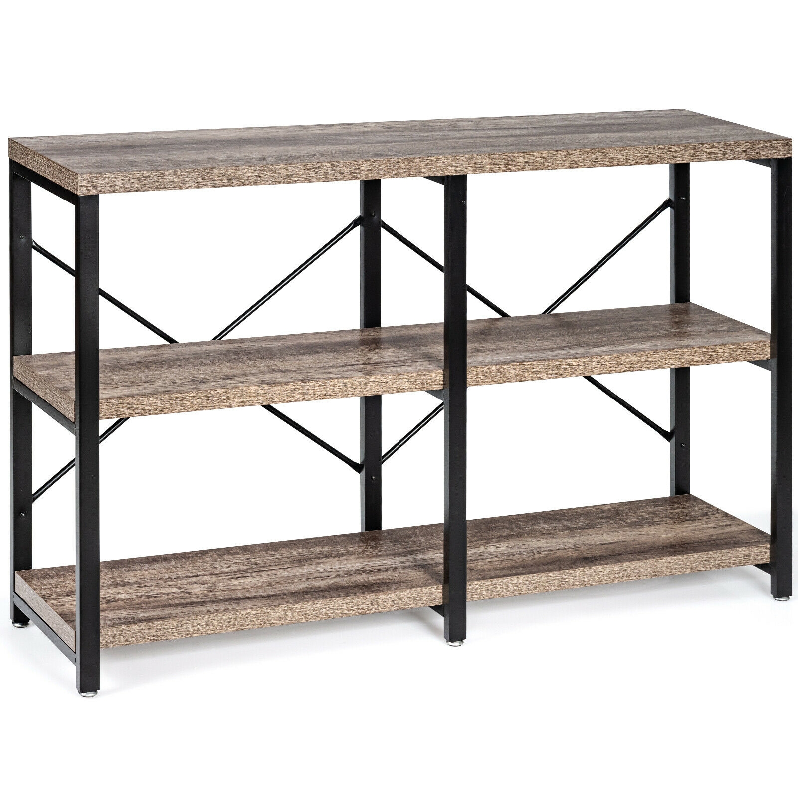 3 Tier 47 Inch Console Metal Frame Sofa Table-Natural - Image 2
