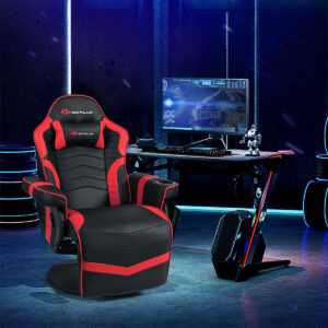 Ergonomic High Back Massage Gaming Chair Gaming Recliner with Pillow-Red