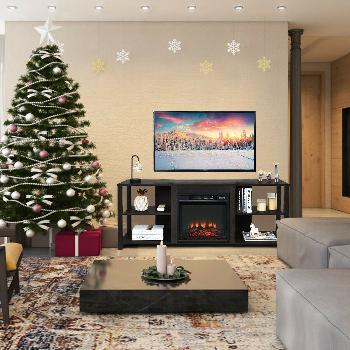 2-Tier TV Storage Cabinet Console with Adjustable Shelves - Image 4