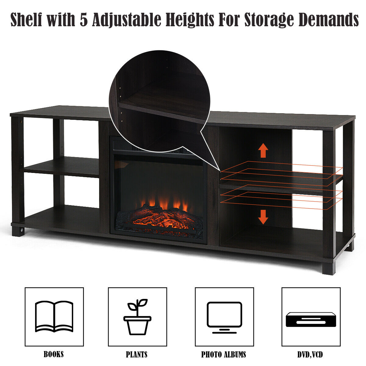 2-Tier TV Storage Cabinet Console with Adjustable Shelves - Image 3