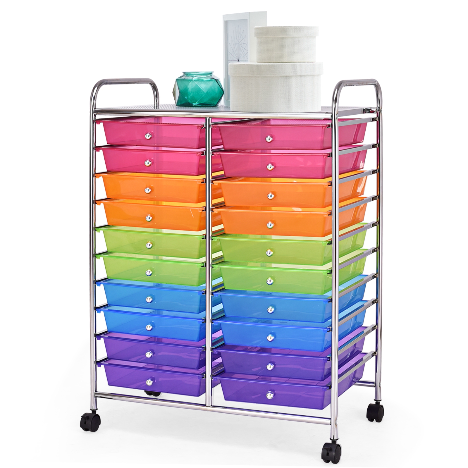 20 Drawers Storage Rolling Cart Studio Organizer-Multicolor - Image 2