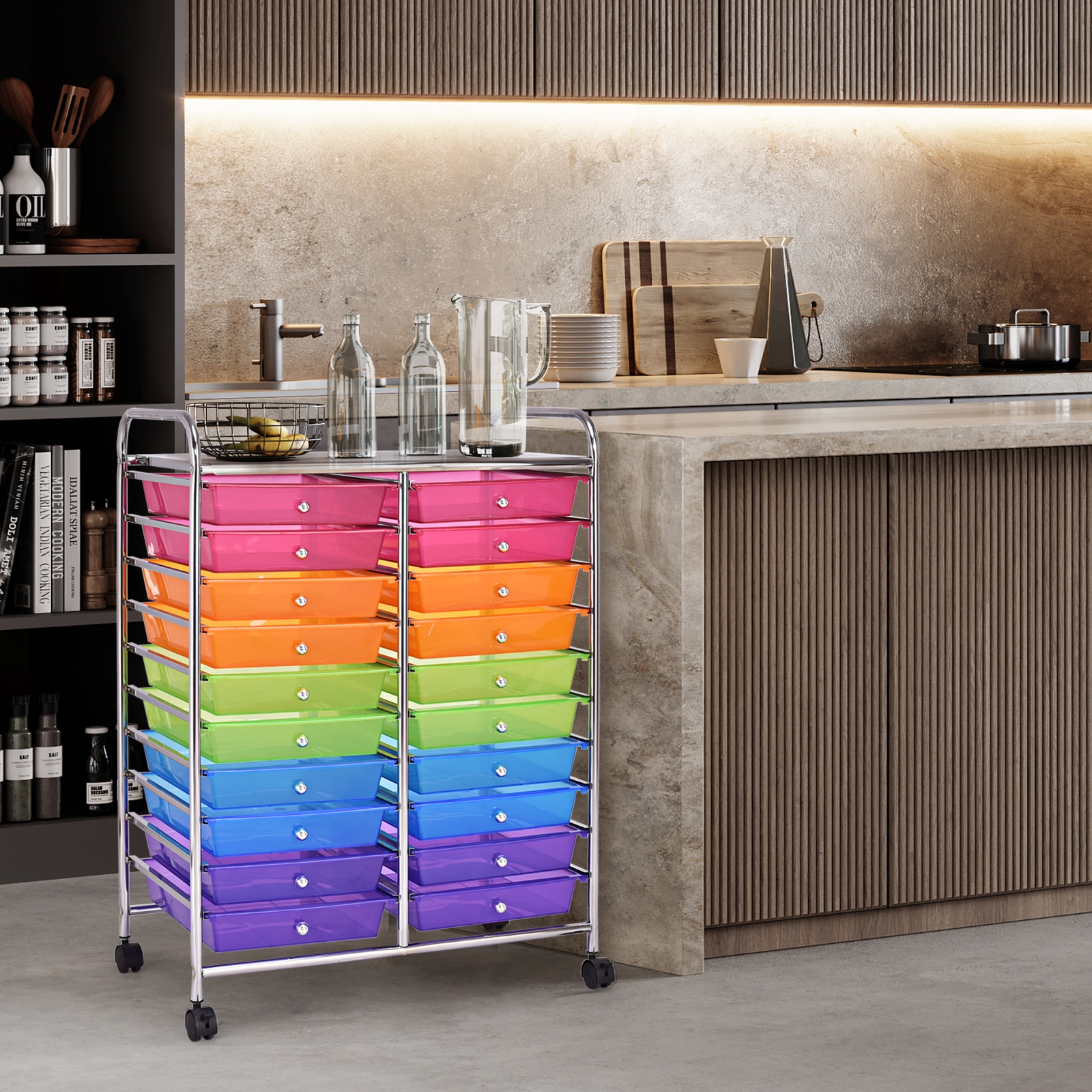 20 Drawers Storage Rolling Cart Studio Organizer-Multicolor - Image 5