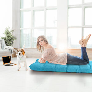 14-Position Adjustable Folding Lazy Gaming Sofa-Light Blue