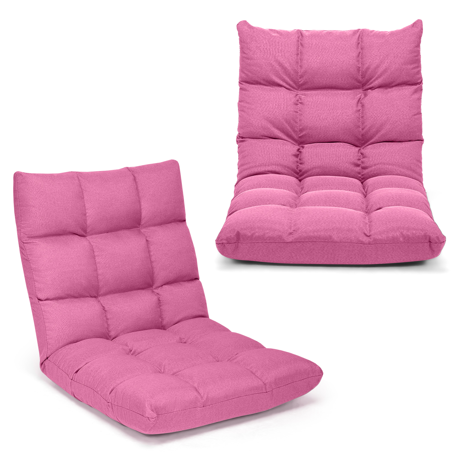 14-Position Adjustable Folding Lazy Gaming Sofa-Pink - Image 2