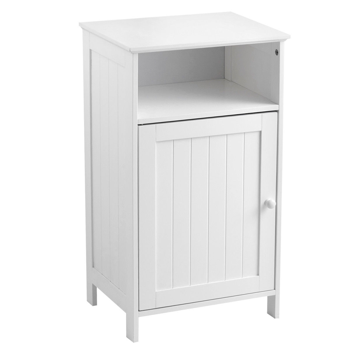 Bathroom Freestanding Adjustable Shelf Floor Storage Cabinet-White - Image 2
