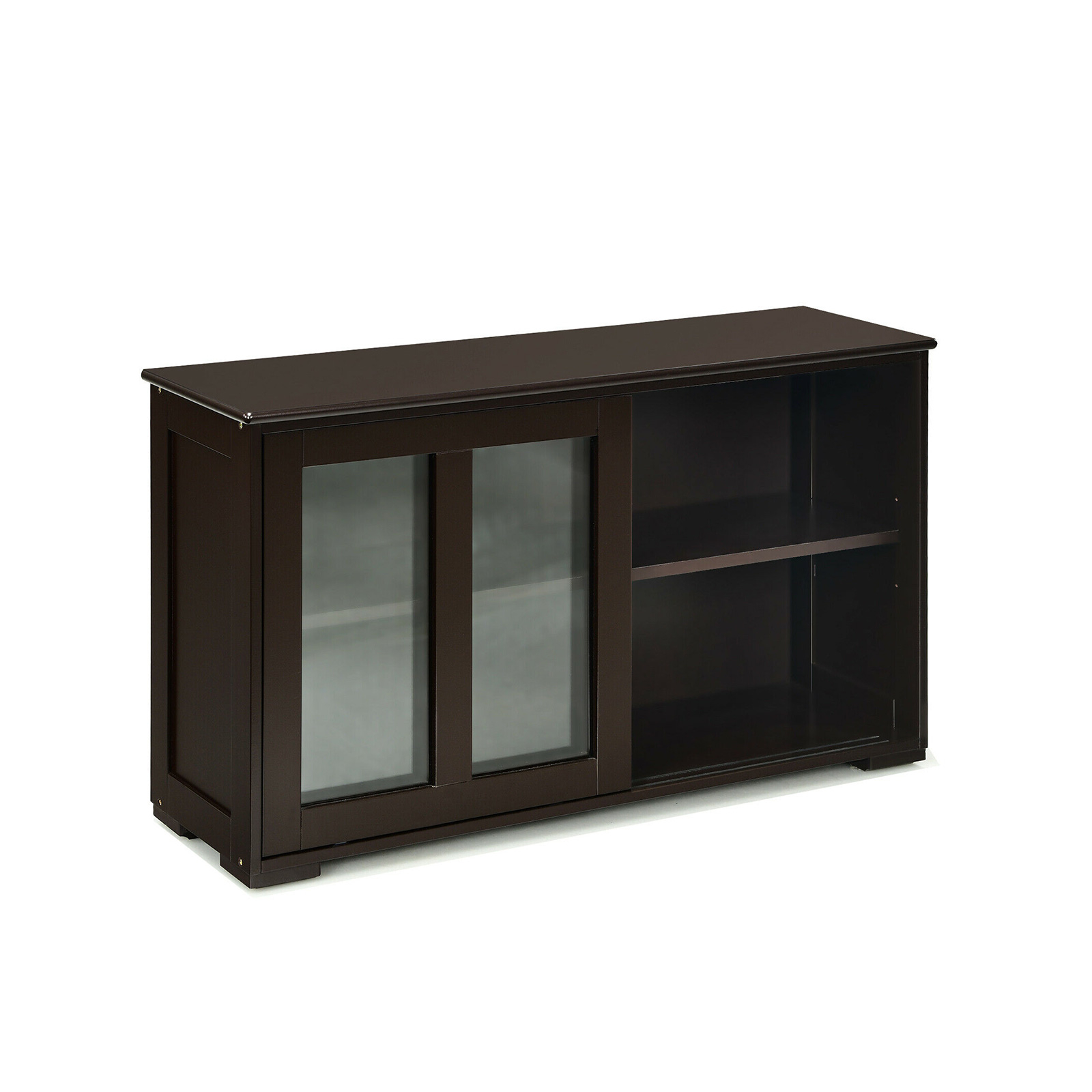 Sideboard Buffet Cupboard Storage Cabinet with Sliding Door-Brown - Image 2