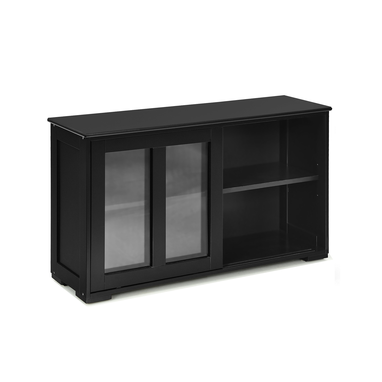 Kitchen Storage Cabinet with Glass Sliding Door-Black - Image 2