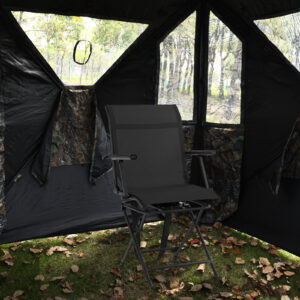 Foldable Swivel Patio Chair with Armrest and Mesh Back-Black