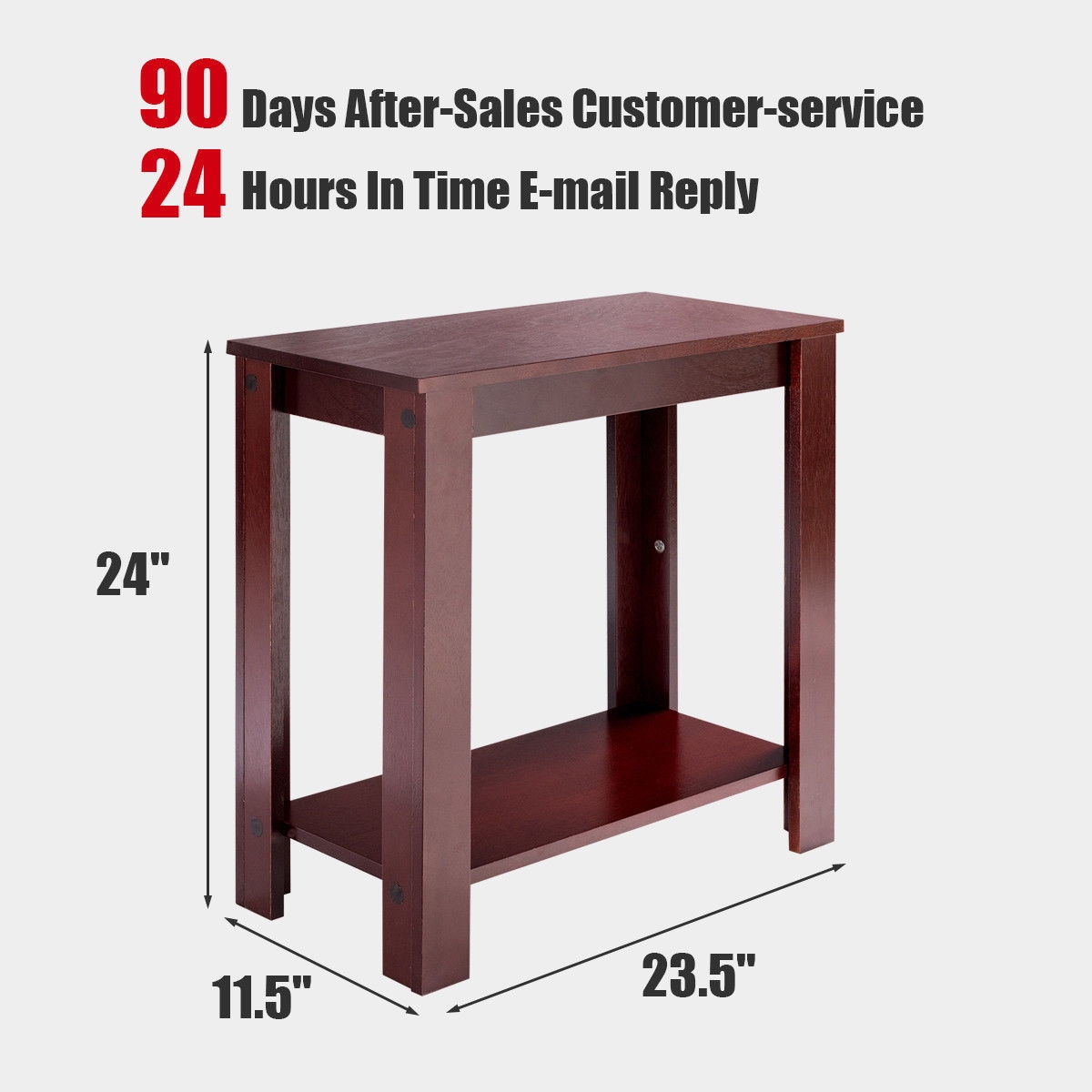 2-Tier Modern Compact End Table with Storage Shelf-Espresso - Image 4
