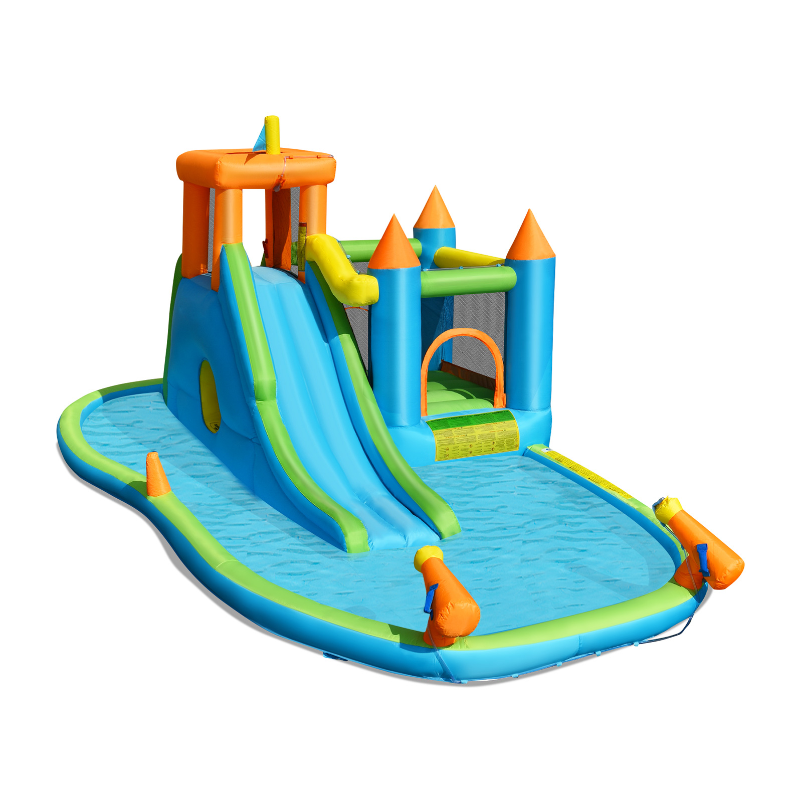 Inflatable Water Slide with Bounce House and Splash Pool without Blower for Kids - Image 2