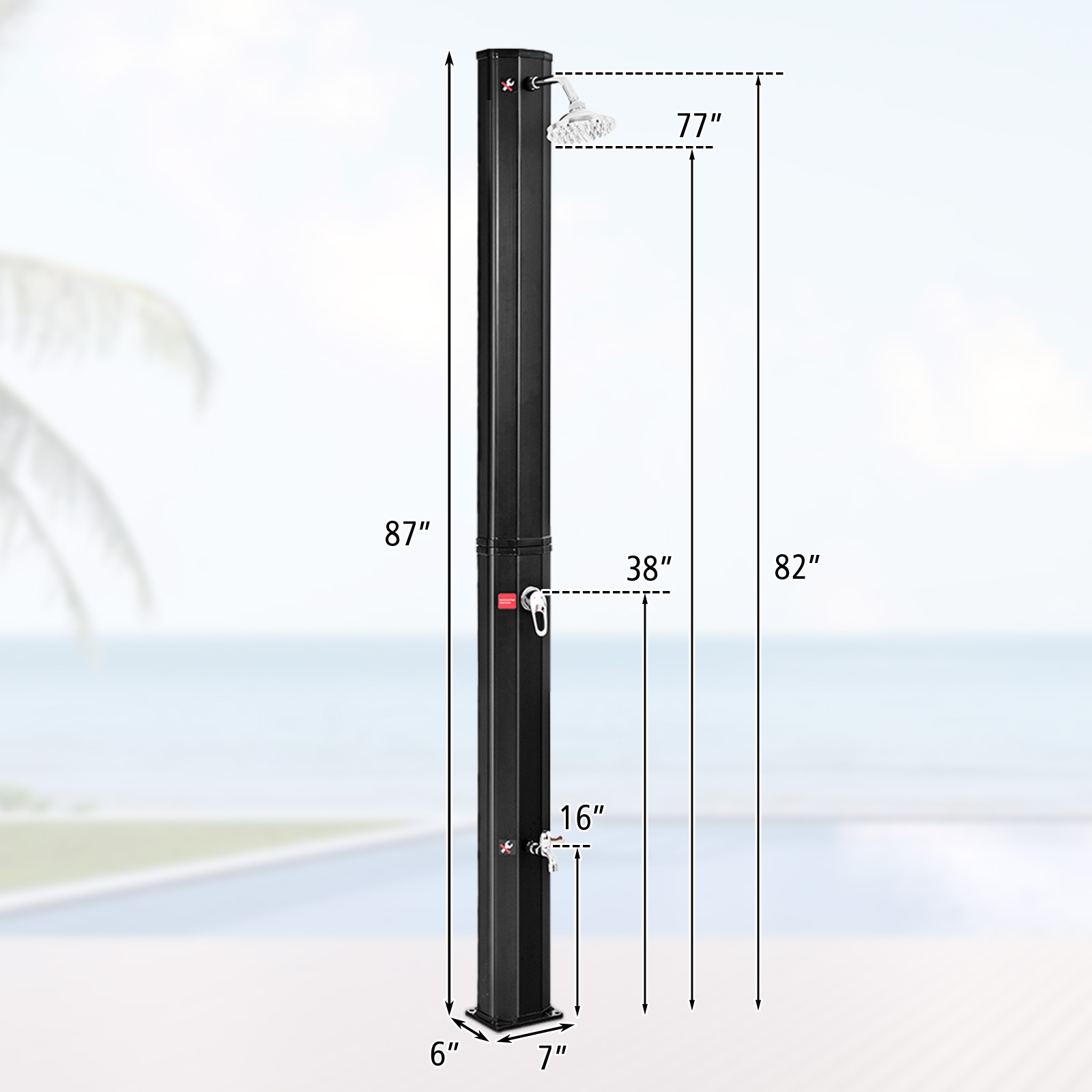 Outdoor Solar Heating 7.2 Ft Adjustable Shower Head - Image 2