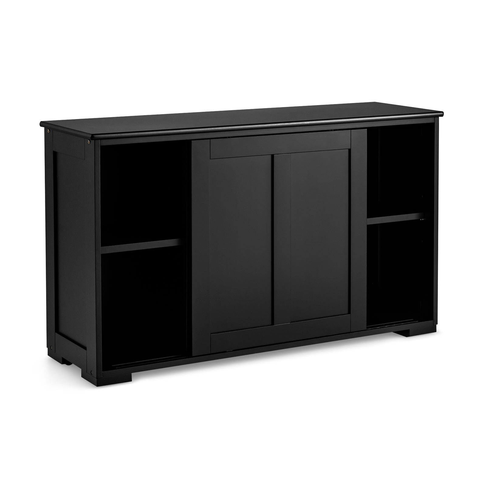 Kitchen Storage Cupboard Cabinet with Sliding Door-Black - Image 2