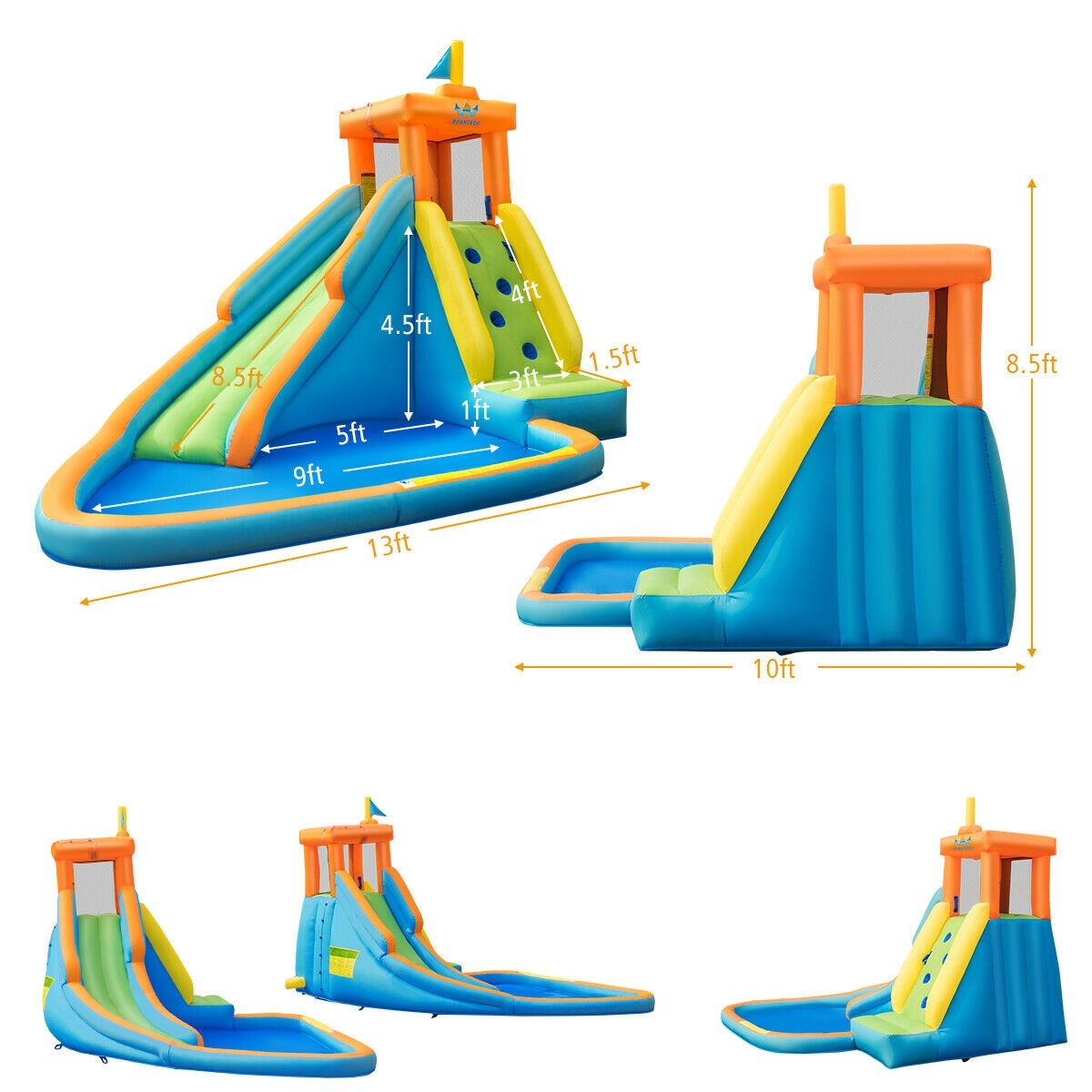 Inflatable Water Slide Kids Bounce House with 740W Blower - Image 3