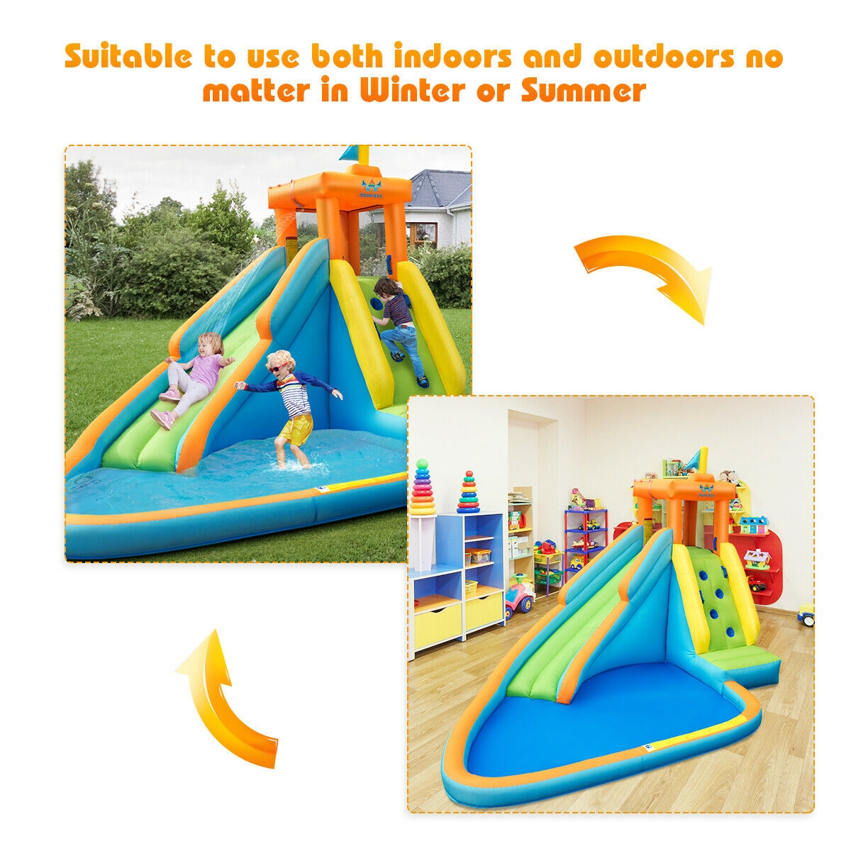 Inflatable Water Slide Kids Bounce House with 740W Blower - Image 4