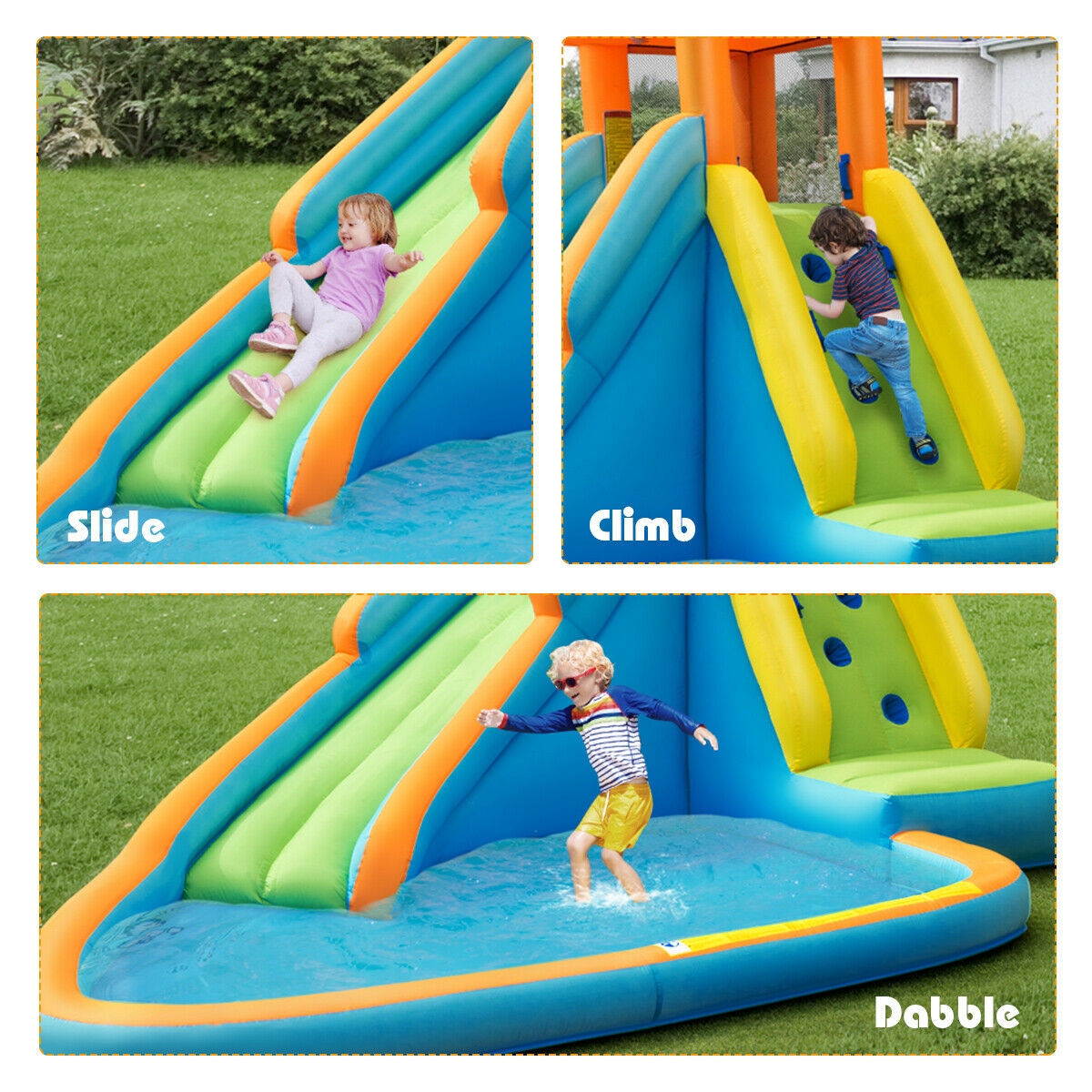 Inflatable Water Slide Kids Bounce House with 740W Blower - Image 7